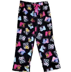 MTV Women's Neon Vintage Logo‎ Super Soft Fuzzy Sleep Lounge Pants